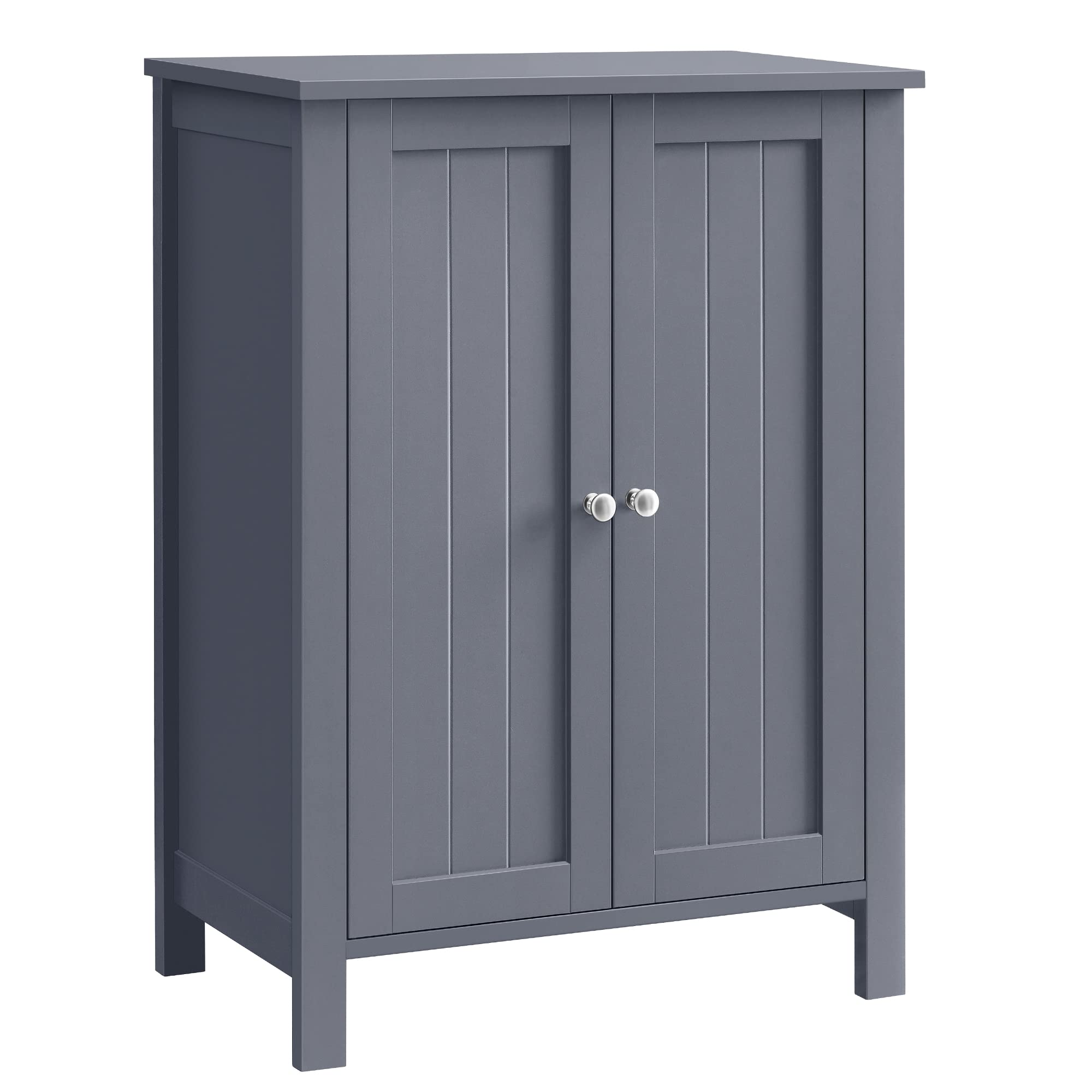 VASAGLE Bathroom Storage Cabinet – Grey Freestanding Cupboard with Shelves