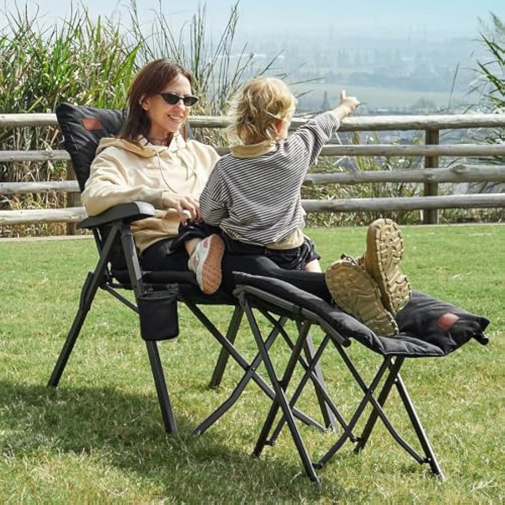 EVER ADVANCED Heavy Duty Reclining Camping Chair | Padded 4-Position Seat