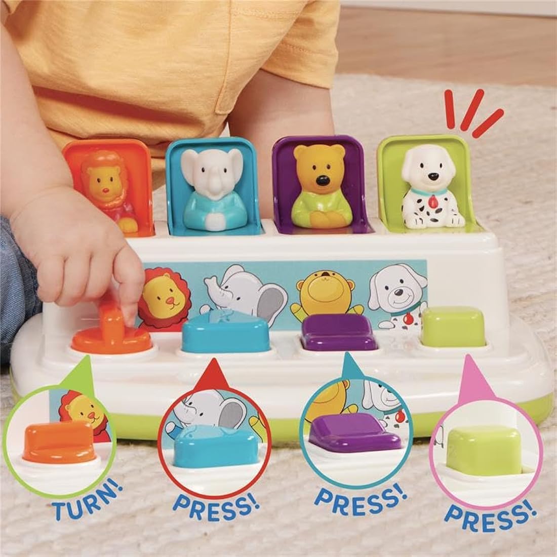 Battat Pop-Up Pals – Animal Cause and Effect Toy for Toddlers 18M+