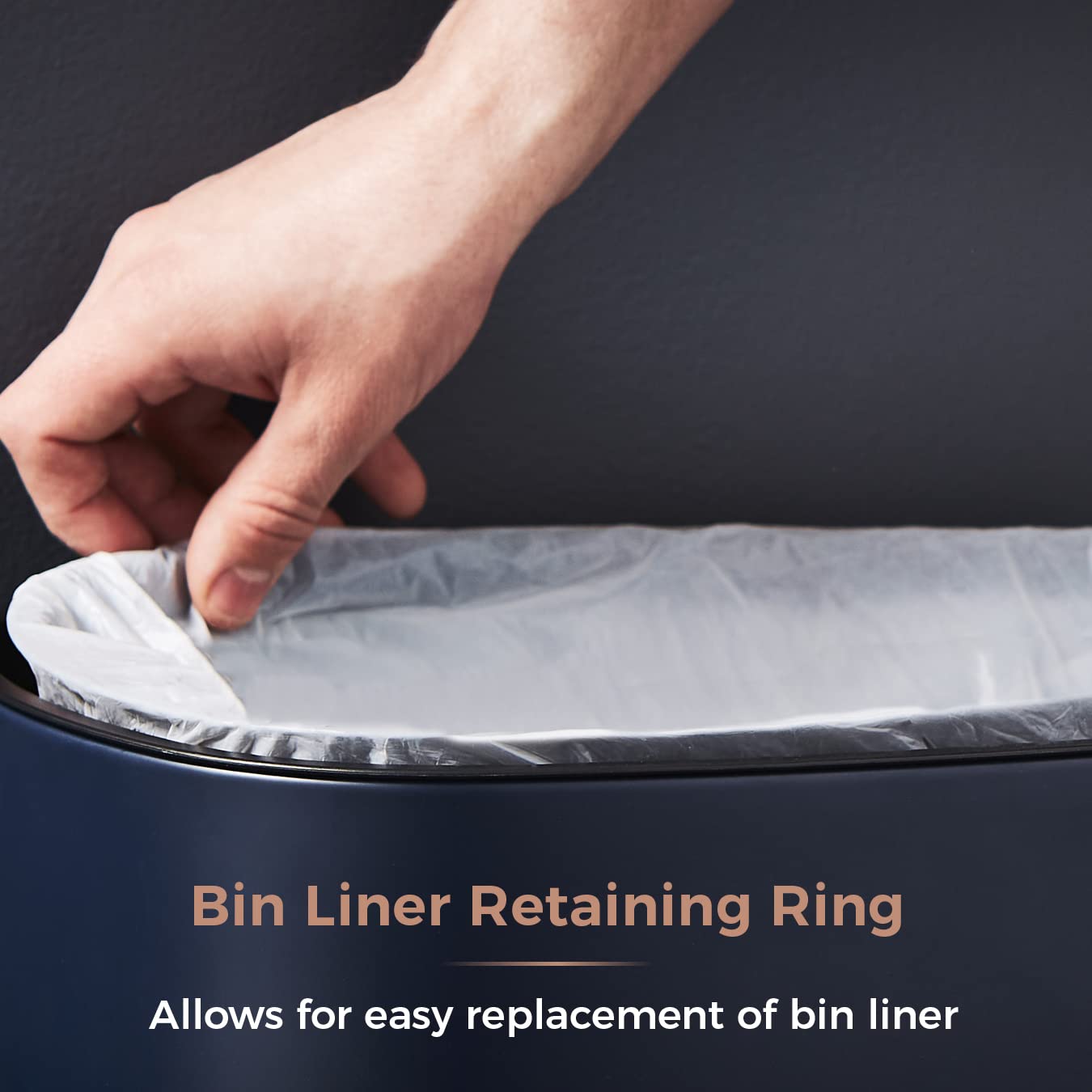 Tower Cavaletto 58L Square Sensor Bin – Midnight Blue & Rose Gold