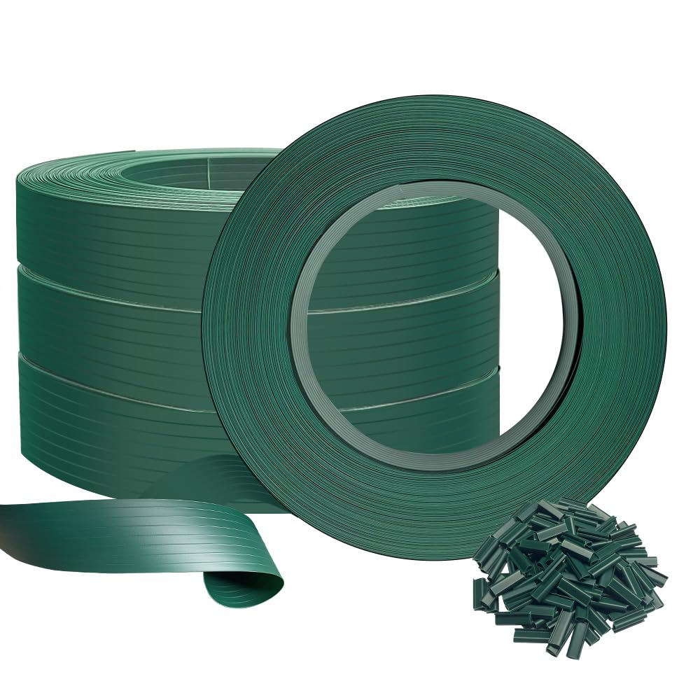 VOUNOT PVC Garden Privacy Fence Strips – 300m x 4.7cm with 600 Clips, Green