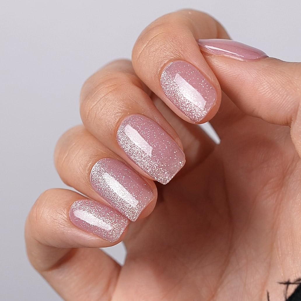 DANNI & TONI Semi Cured Gel Nail Wraps | Pink Cat Eye Dusk Rose