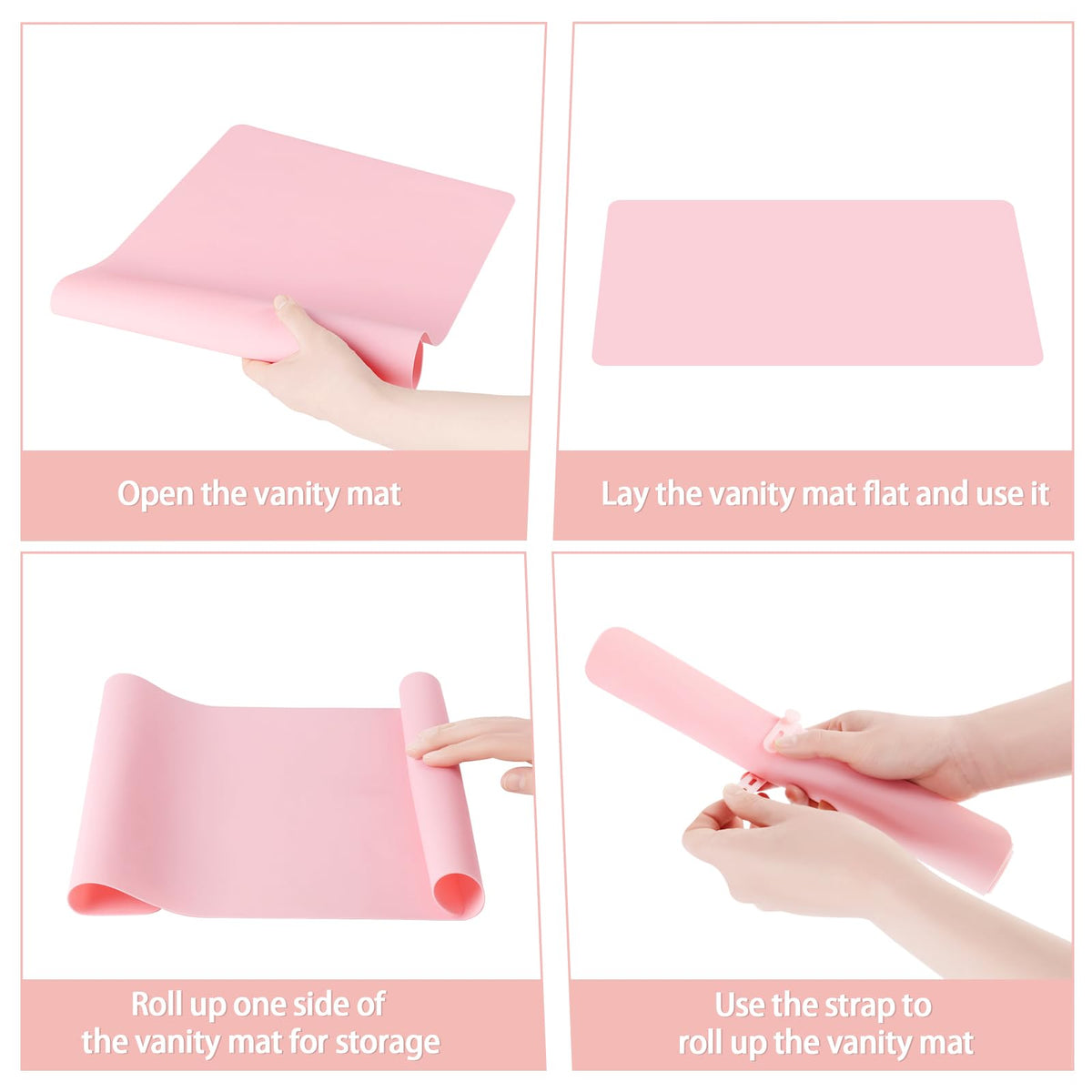 Silicone Dressing Table Mat Protector for Makeup, 55x30cm, Sakura Pink - image 5