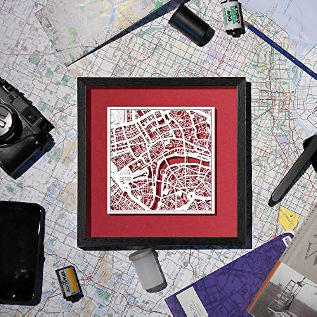 Jolof Store London Paper Cut Map - 9x9 Framed Laser Cut Wall Art