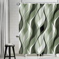 Uiiooazy Olive Green Shower Curtain | Abstract Geometric Waterproof Fabric