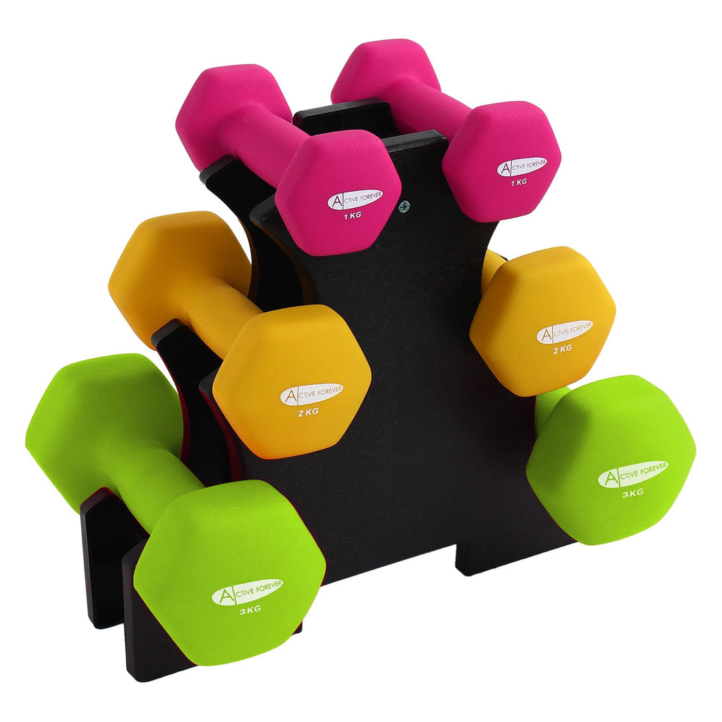 ACTIVE FOREVER Neoprene Hex Dumbbells Pair | Non-Slip Hand Weights