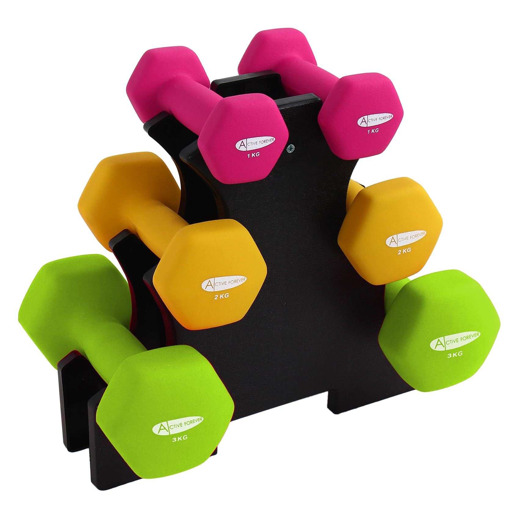 ACTIVE FOREVER Neoprene Hex Dumbbells Pair | Non-Slip Hand Weights