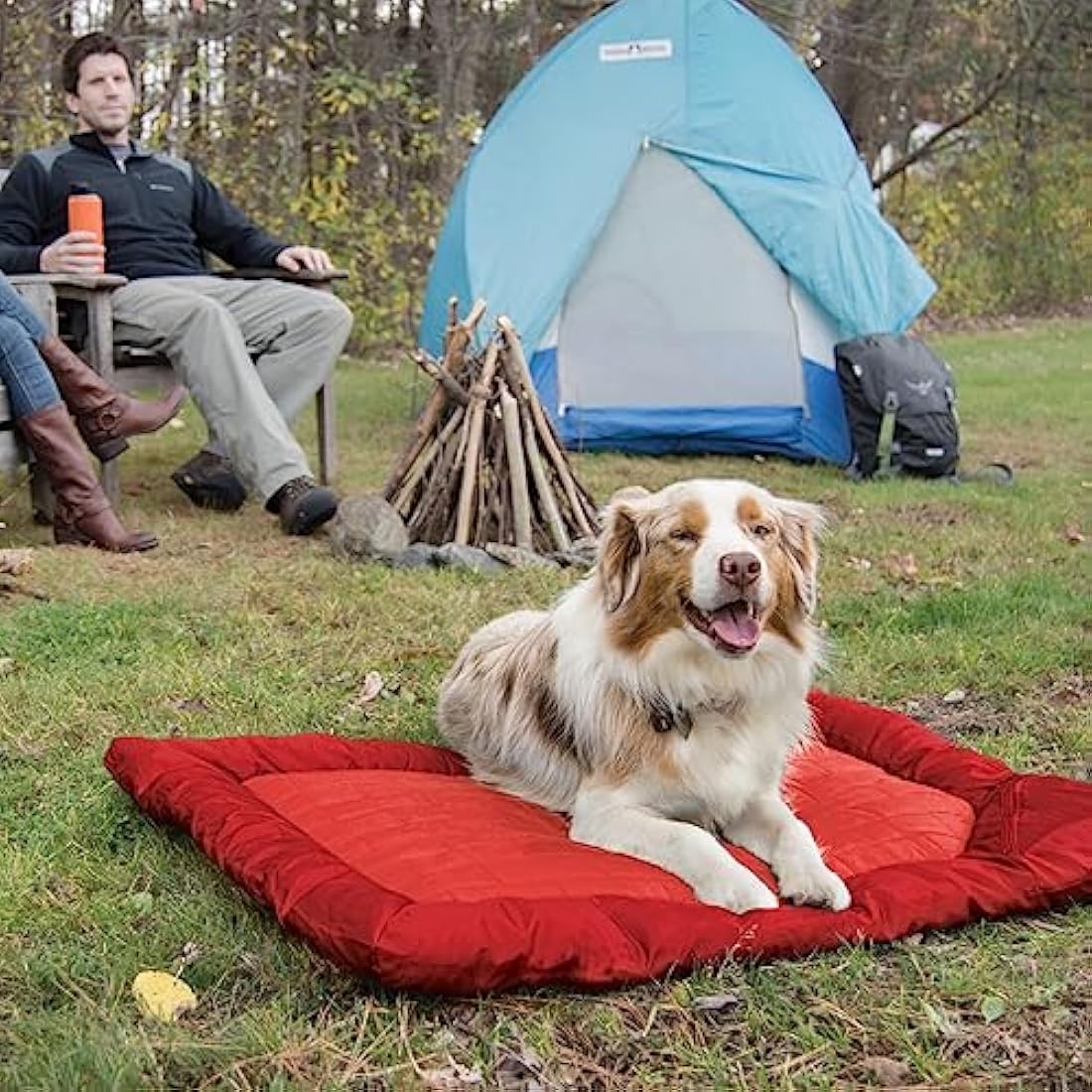 Kurgo Waterproof Travel Dog Bed – Portable Outdoor Camping Mat, Chili Red