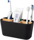 Bingobang Toothbrush Holder for Bathroom, Bamboo Electric Toothbrush and Toothpaste Holder with 5 Storage Slots