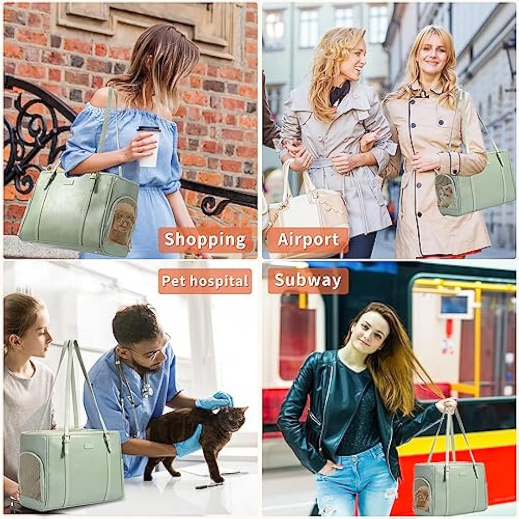Vegan Leather Pet Carrier – Airline Approved Dog Purse (Green)