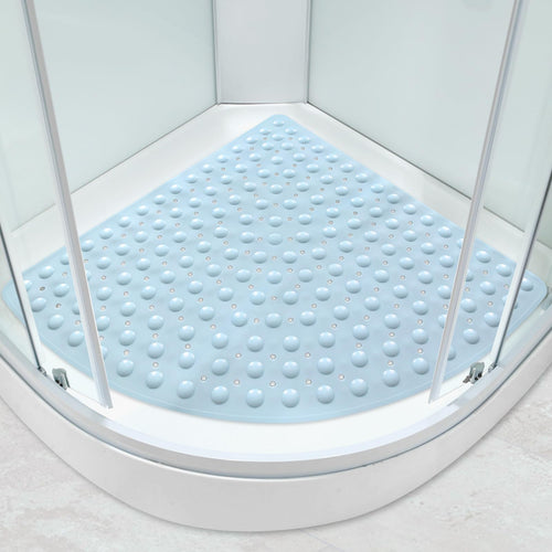 MACUNIN Corner Shower Mat – 70x70cm Non-Slip Quadrant Bath Mat, Blue