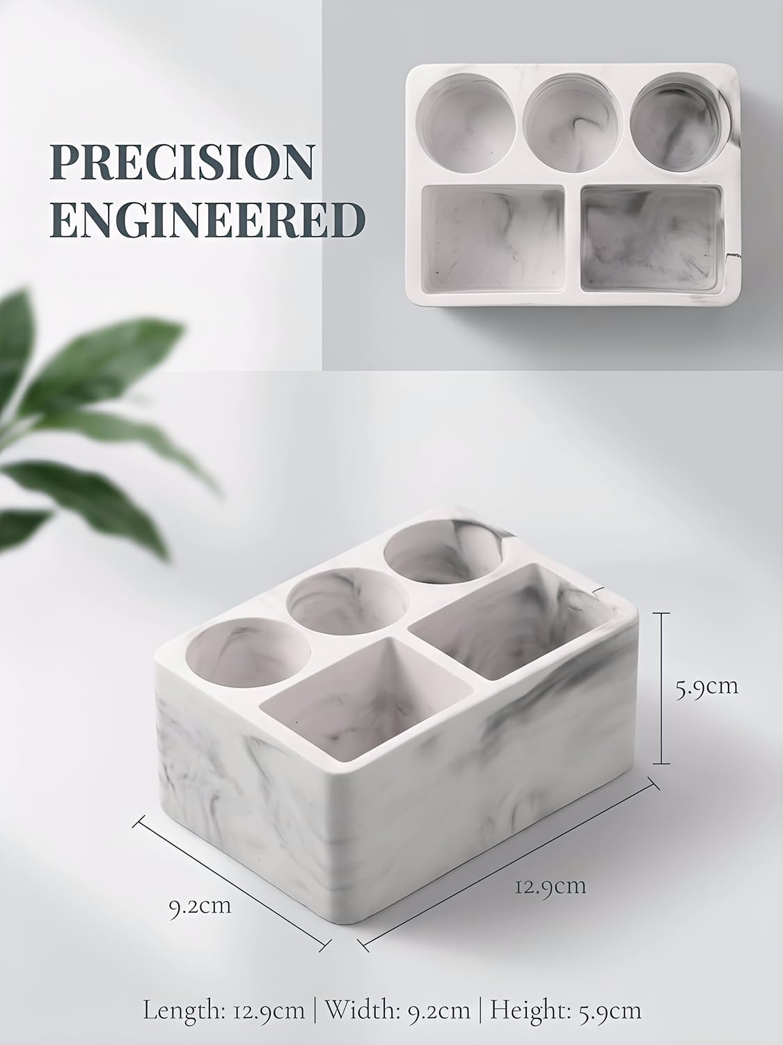 Zipplunk Diatomite Toothbrush Holder, Toothpaste Holder Marble White