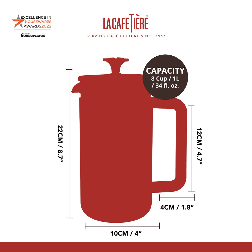 La Cafetière Pisa French Press | 8-Cup Copper Stainless Steel Cafetière