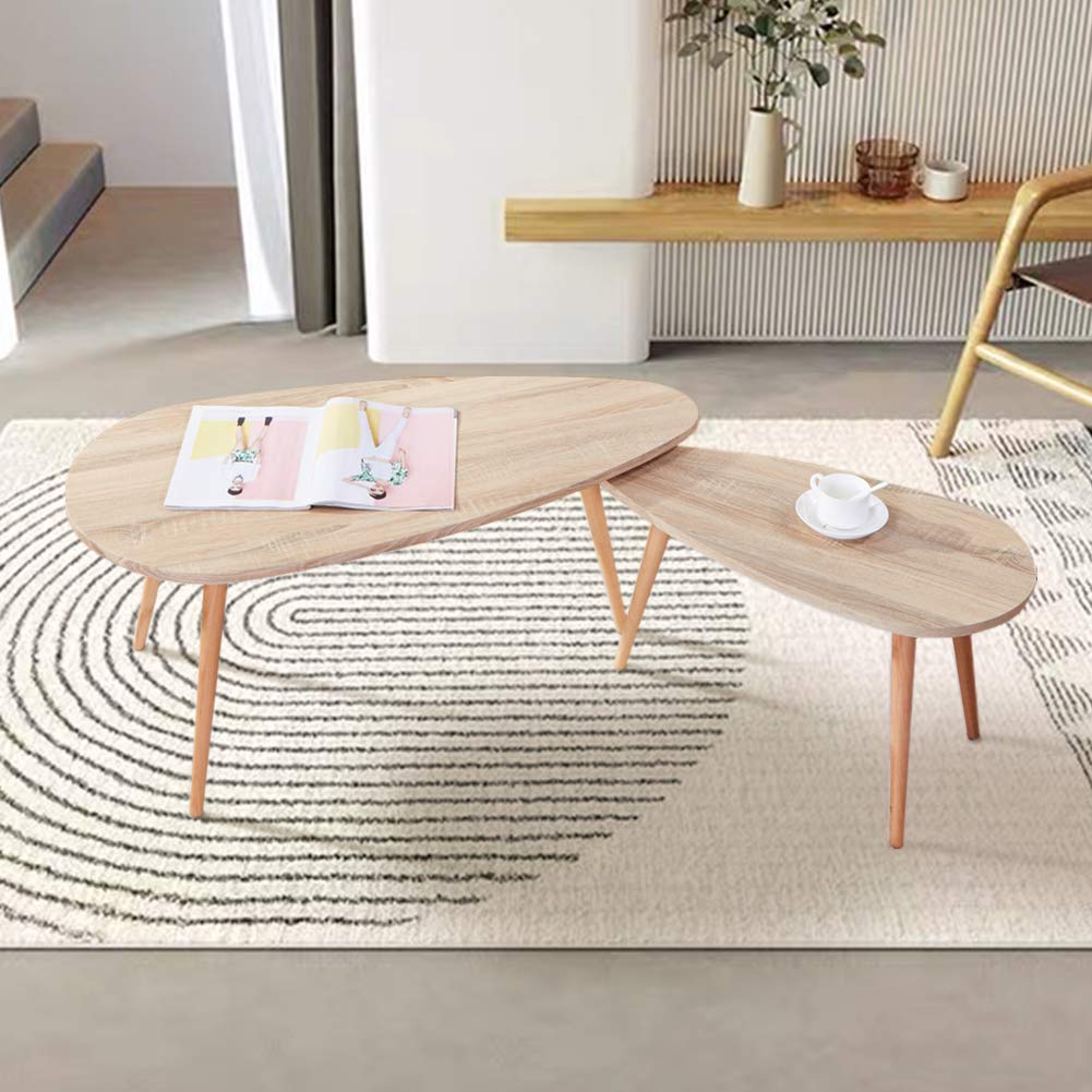 GOLDFAN Nesting Coffee Table Set – Modern Triangle Wood Side Tables