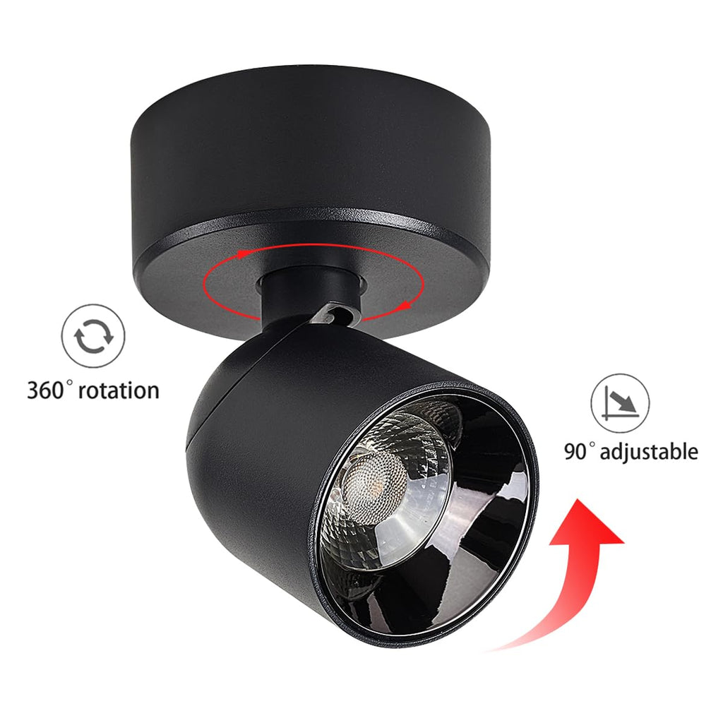 Budbuddy 12W LED Rotatable Ceiling Spotlight | Modern Black Wall Lamp