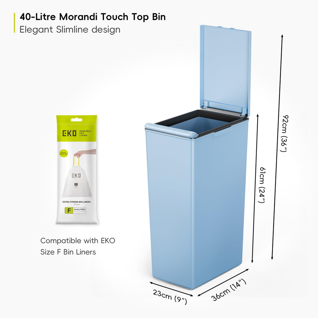 EKO Morandi 40L Touch Recycling Bin – Titanium Blue Modular Kitchen Bin