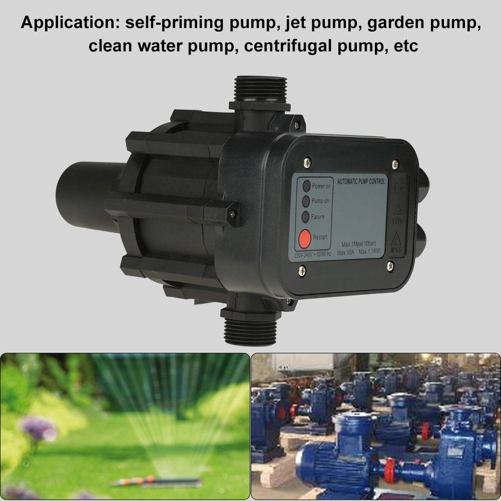 Hilitand 220V Automatic Water Pump Pressure Switch Controller – Black