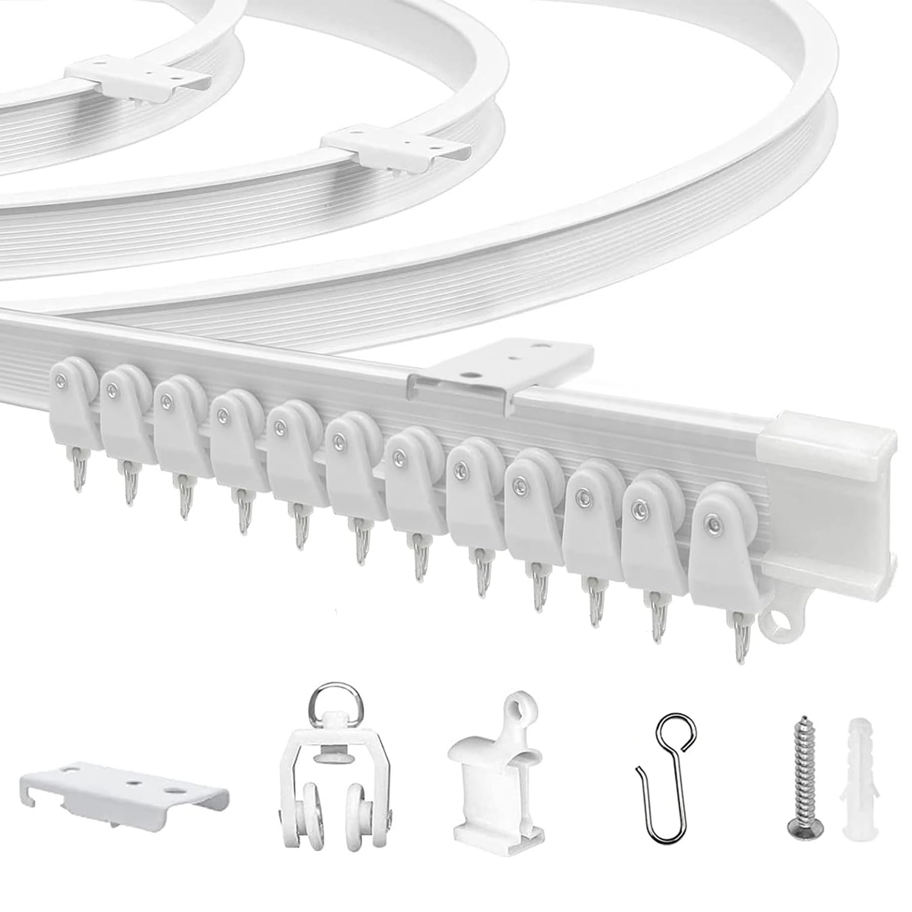 JIHXYER Flexible Ceiling Curtain Track | 9.8ft Bendable PVC Rail, White