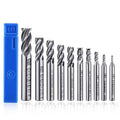 ASNOMY 10pcs 4-Flute End Mill Set | Metric CNC Milling Cutter Bits