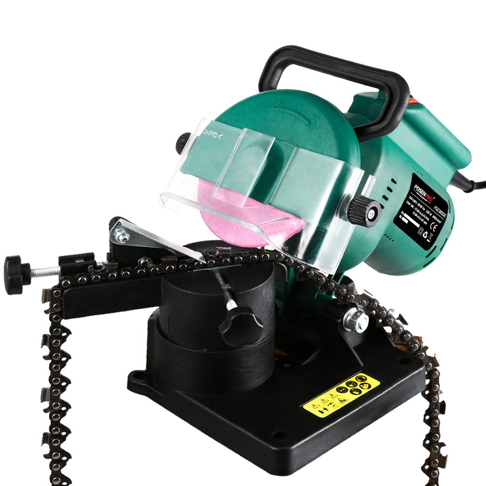 POSENPRO 220W Electric Chainsaw Sharpener | 100mm Grinding Wheel & 35° Angle