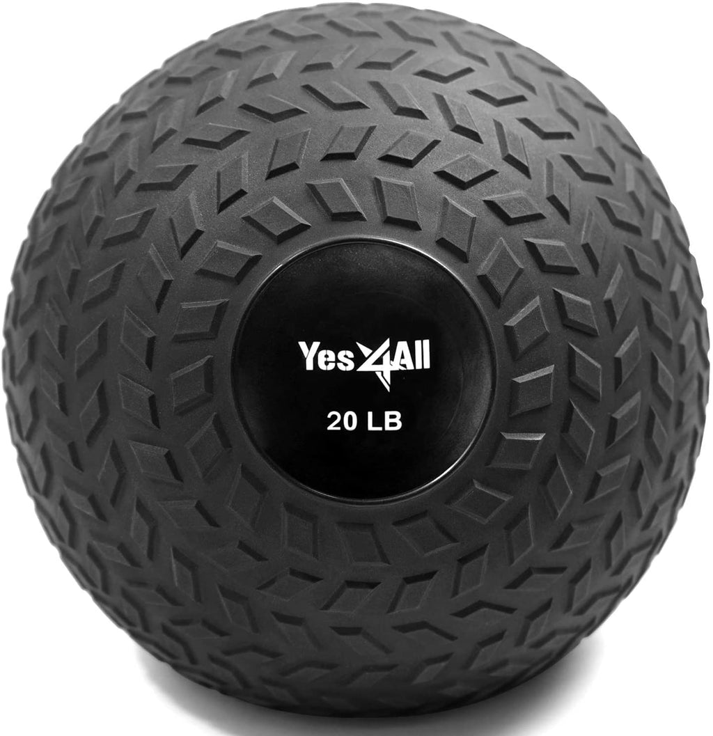 Yes4All 9kg Slam Ball – Textured PVC Non-Bounce Medicine Ball, Black