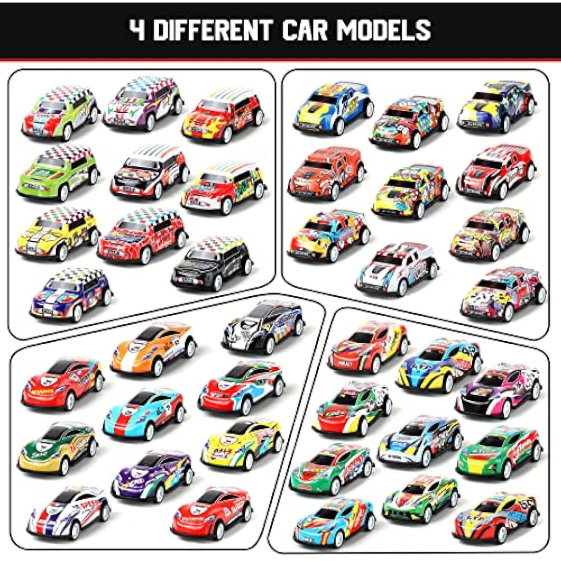 Veluoess 40-Piece Pull Back Toy Cars Set with 2-in-1 Play Mat Storage Bag