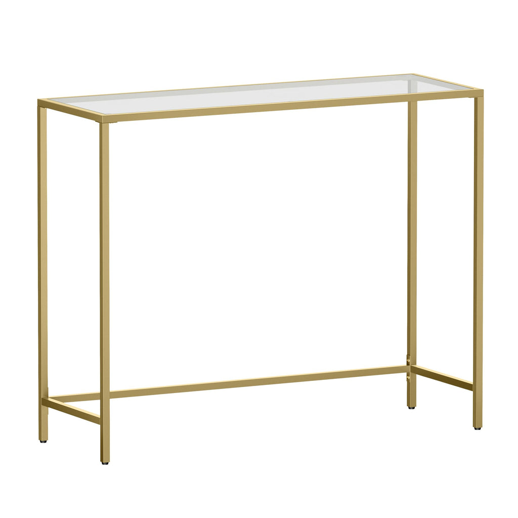 VASAGLE Gold Console Table – Tempered Glass Top & Metal Frame