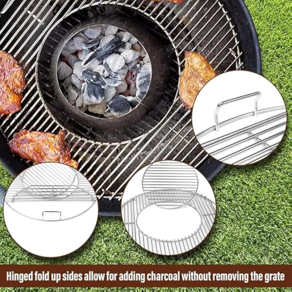 GFTIME 57cm Hinged Cooking Grate for Weber Charcoal Grills | Chrome