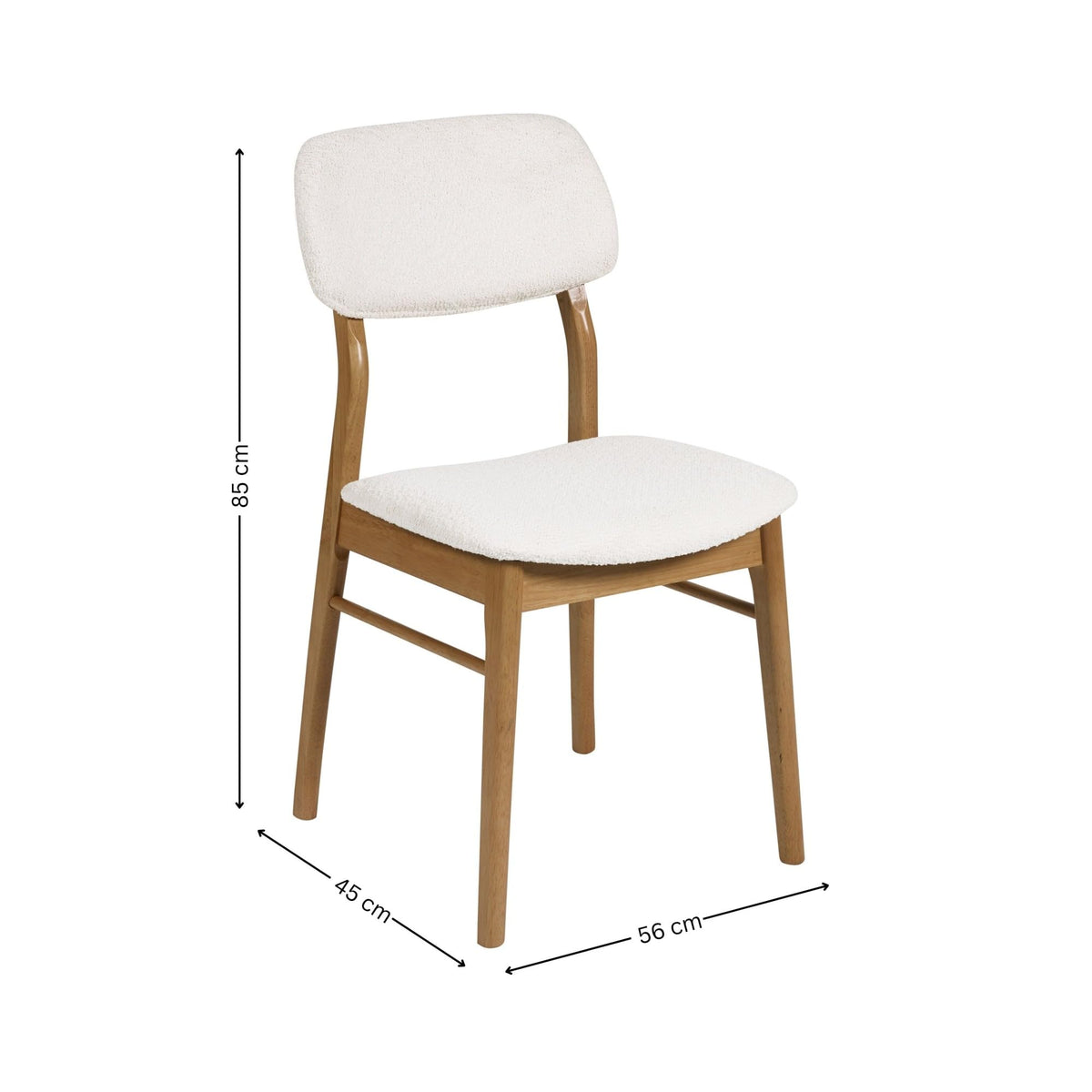 Julian Bowen Theia Dining Chairs, Set of 2, White Bouclé - H85 x D52cm - image 2