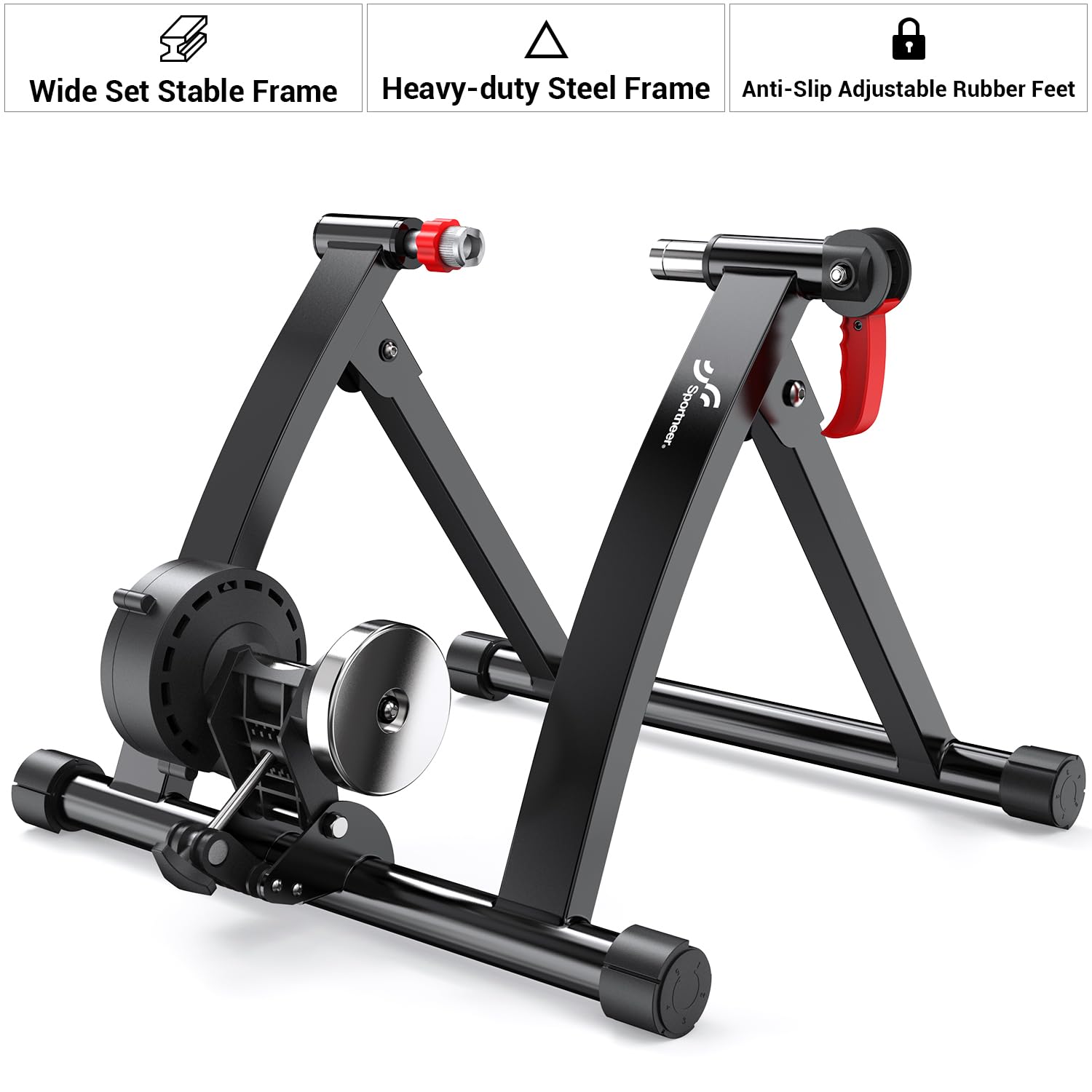 Sportneer Magnetic Bike Trainer Stand | Indoor Steel Bicycle Exercise Stand