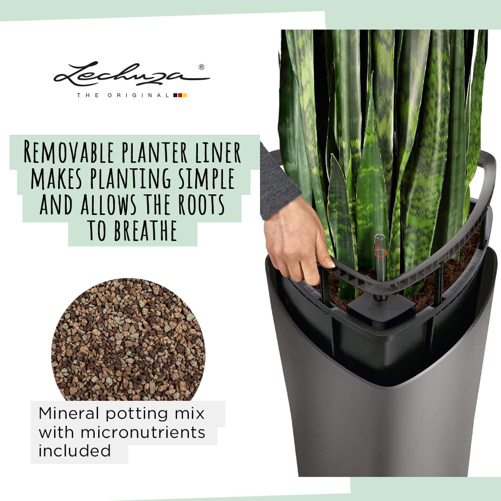 Lechuza Delta 30 Self-Watering Tall Planter | White High-Gloss 56cm
