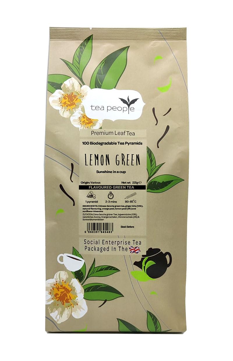Tea People Lemon Green Sencha Tea – 100 Pyramid Teabags Catering Pack
