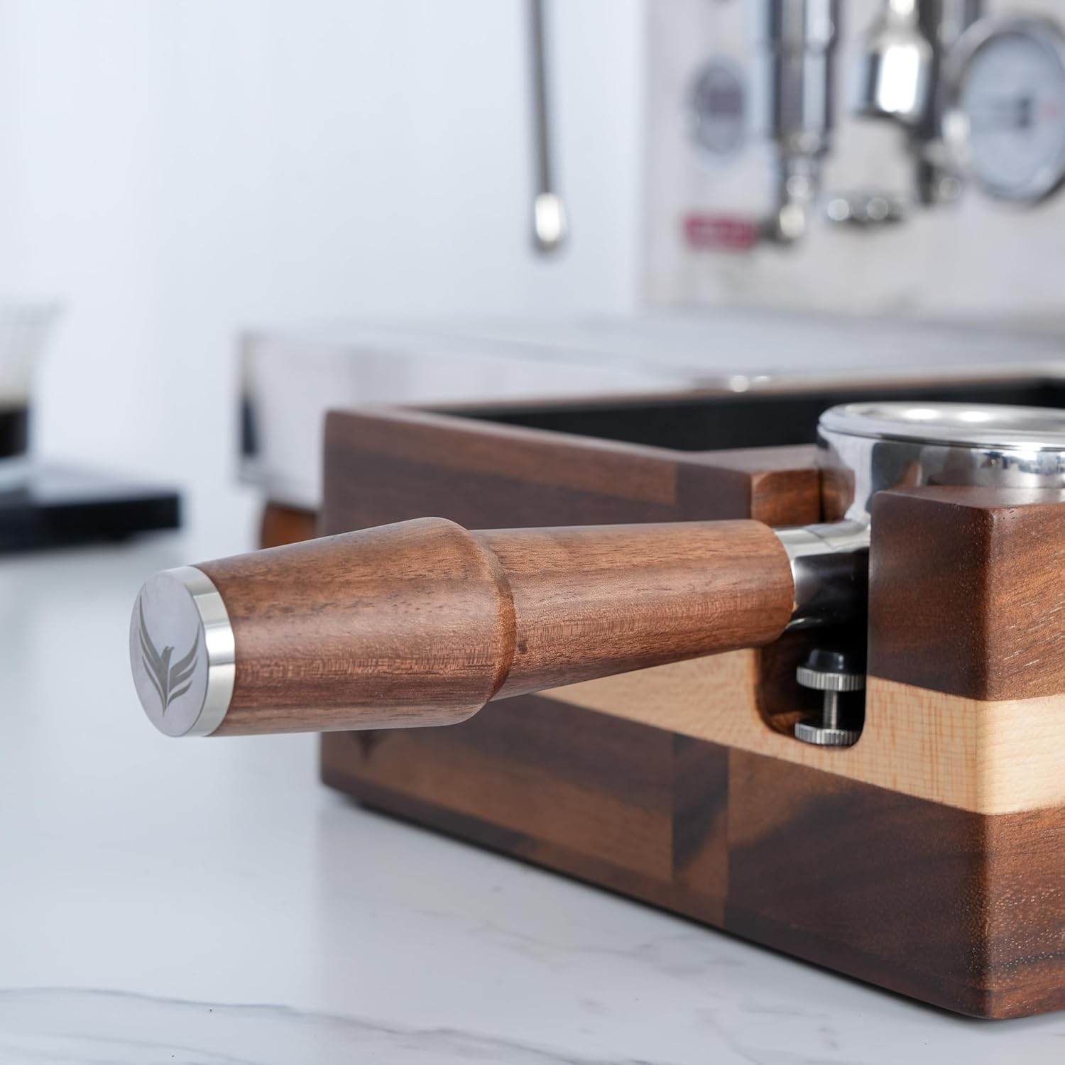 KNODOS Bottomless Naked Portafilter | Walnut Handle | E61 58mm Grouphead