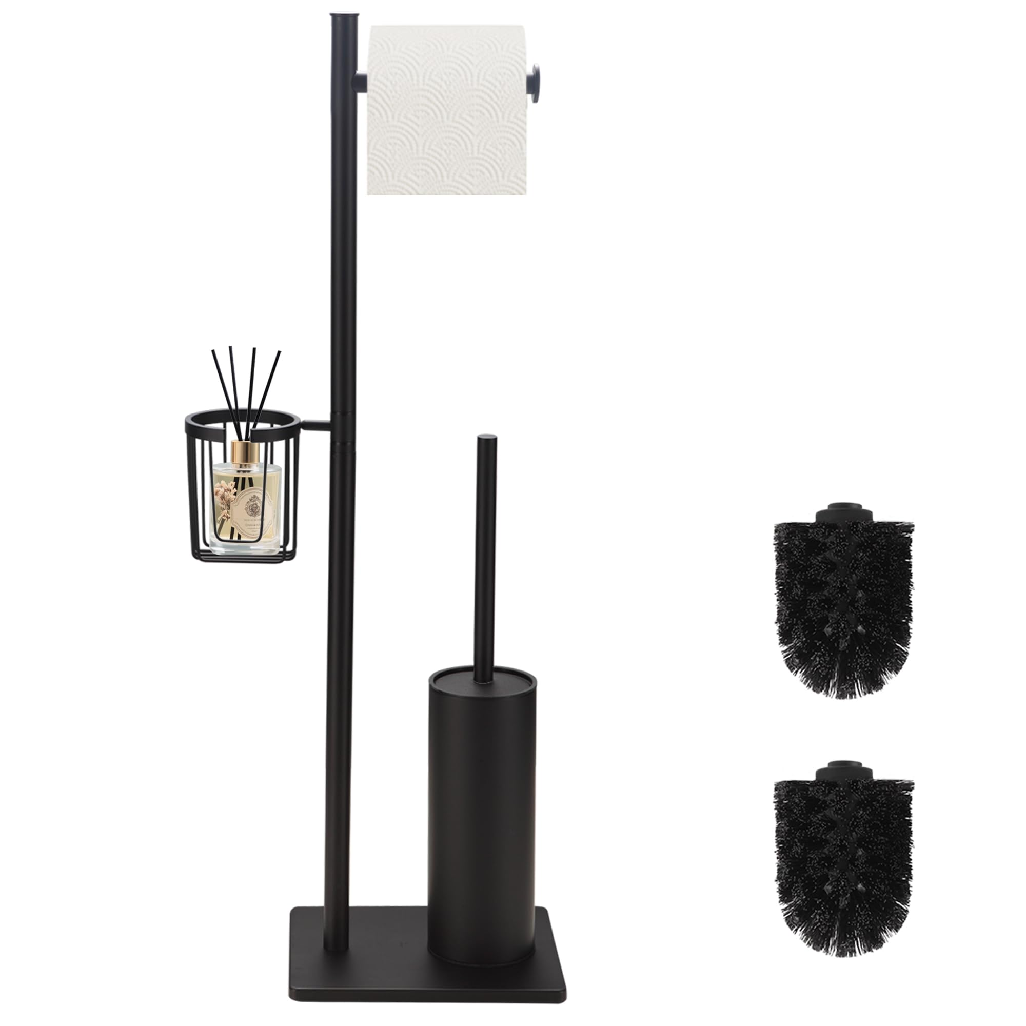 DAZI 3-in-1 Freestanding Toilet Brush & Paper Holder - Stainless Steel