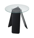 ASPECT Asti Round Side/Laptop/End/Coffeee Table Glass Top Base, Tempered, Clear/Black, 48 diameter x 45H cm