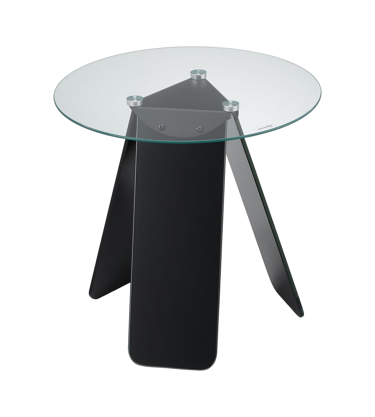 ASPECT Asti Round Side/Laptop/End/Coffeee Table Glass Top Base, Tempered, Clear/Black, 48 diameter x 45H cm