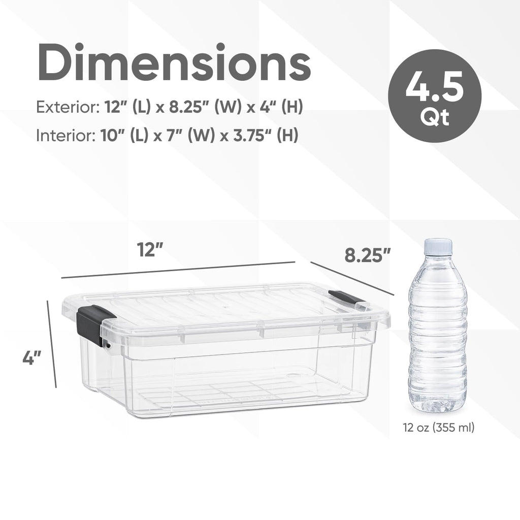 Superio Clear Storage Boxes with Lids, 4.5 Quart Plastic Container Bins for Organizing, Stackable Crates, BPA Free, Non Toxic, Odor Free - image 2