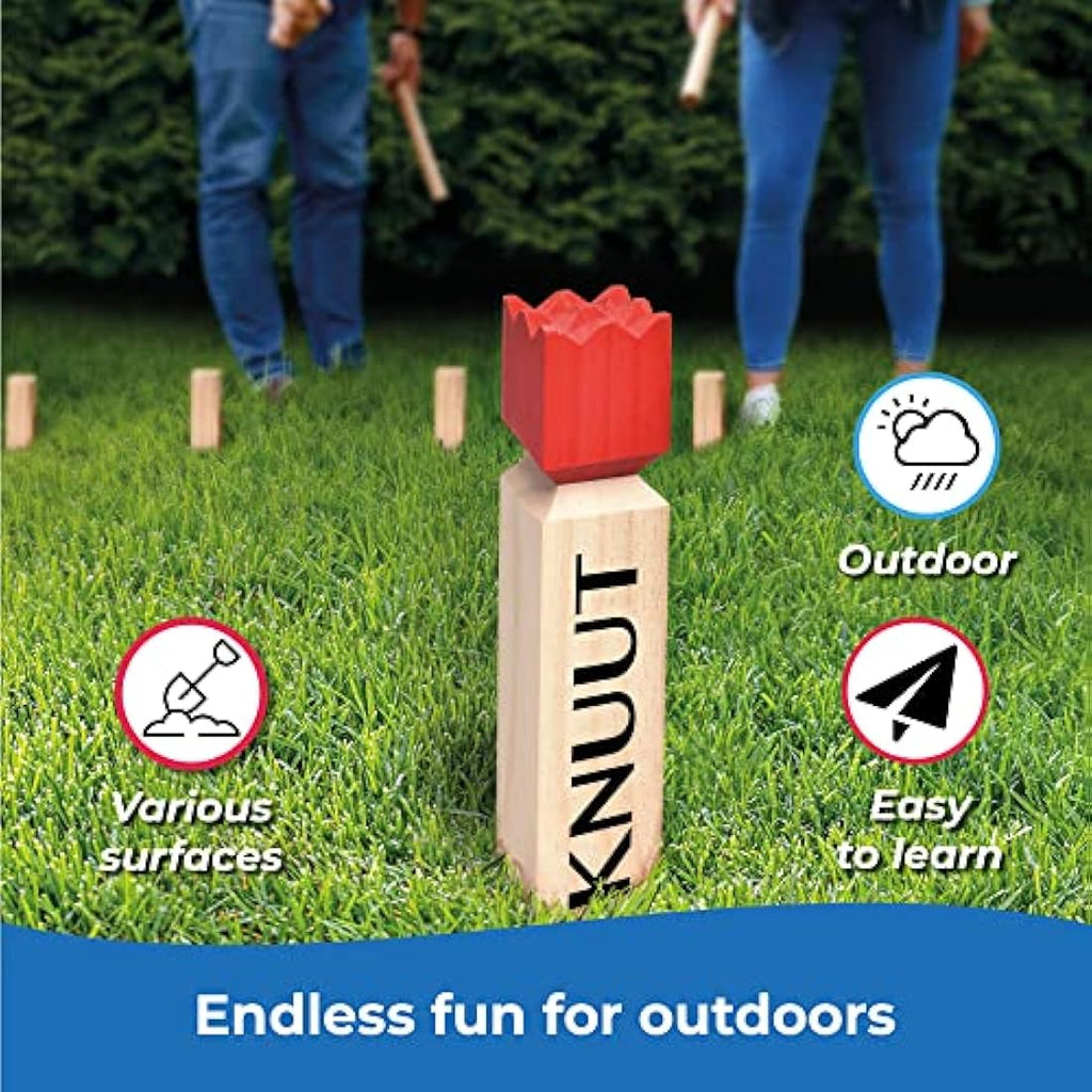 Toyfel Knuut XXL Kubb Game - FSC Pine Wood Outdoor Set with Carrying Bag
