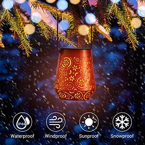 OxyLED Solar Hanging Lanterns – 4 Pack Colorful Metal Moroccan Garden Lights