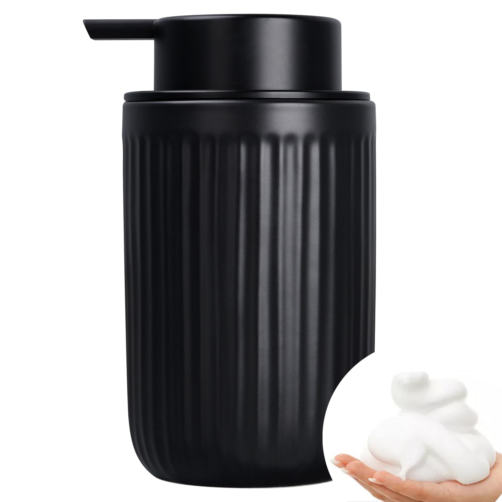 BosilunLife Ceramic Foaming Soap Dispenser – 12oz Matte Black Refillable
