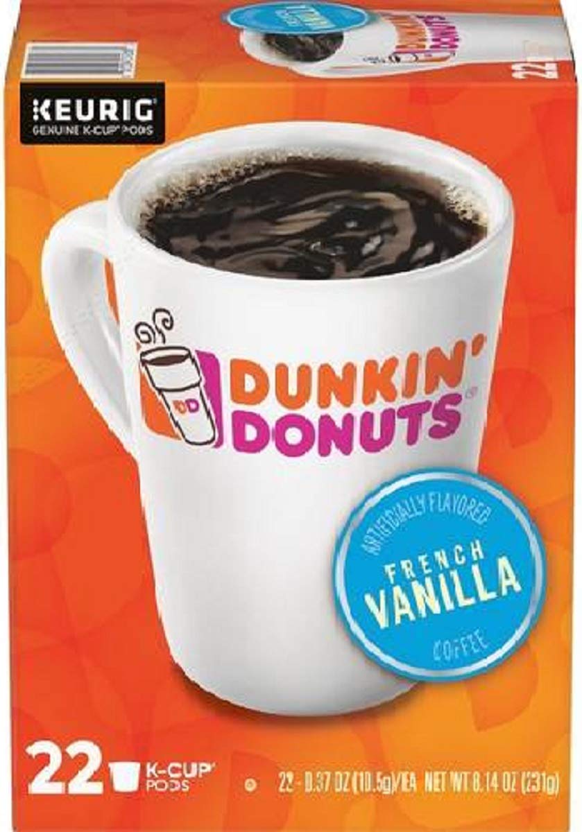 Dunkin' French Vanilla Flavored Coffee - Single Serve K-Cups, 22 Count