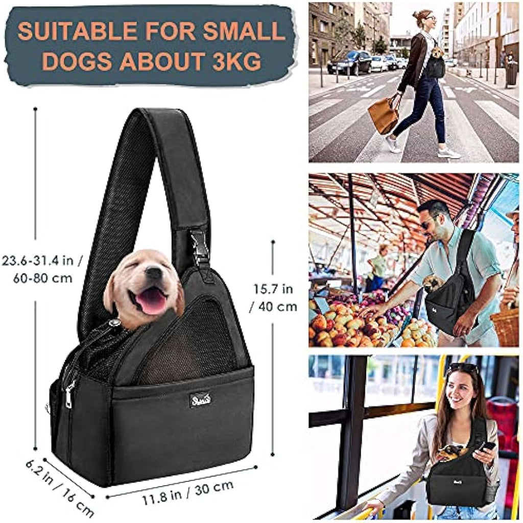 Nasjac Small Dog Sling Carrier – Breathable Mesh Hands-Free Travel Bag