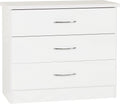 Seconique Nevada 3 Drawer Chest – White High Gloss Bedroom Dresser