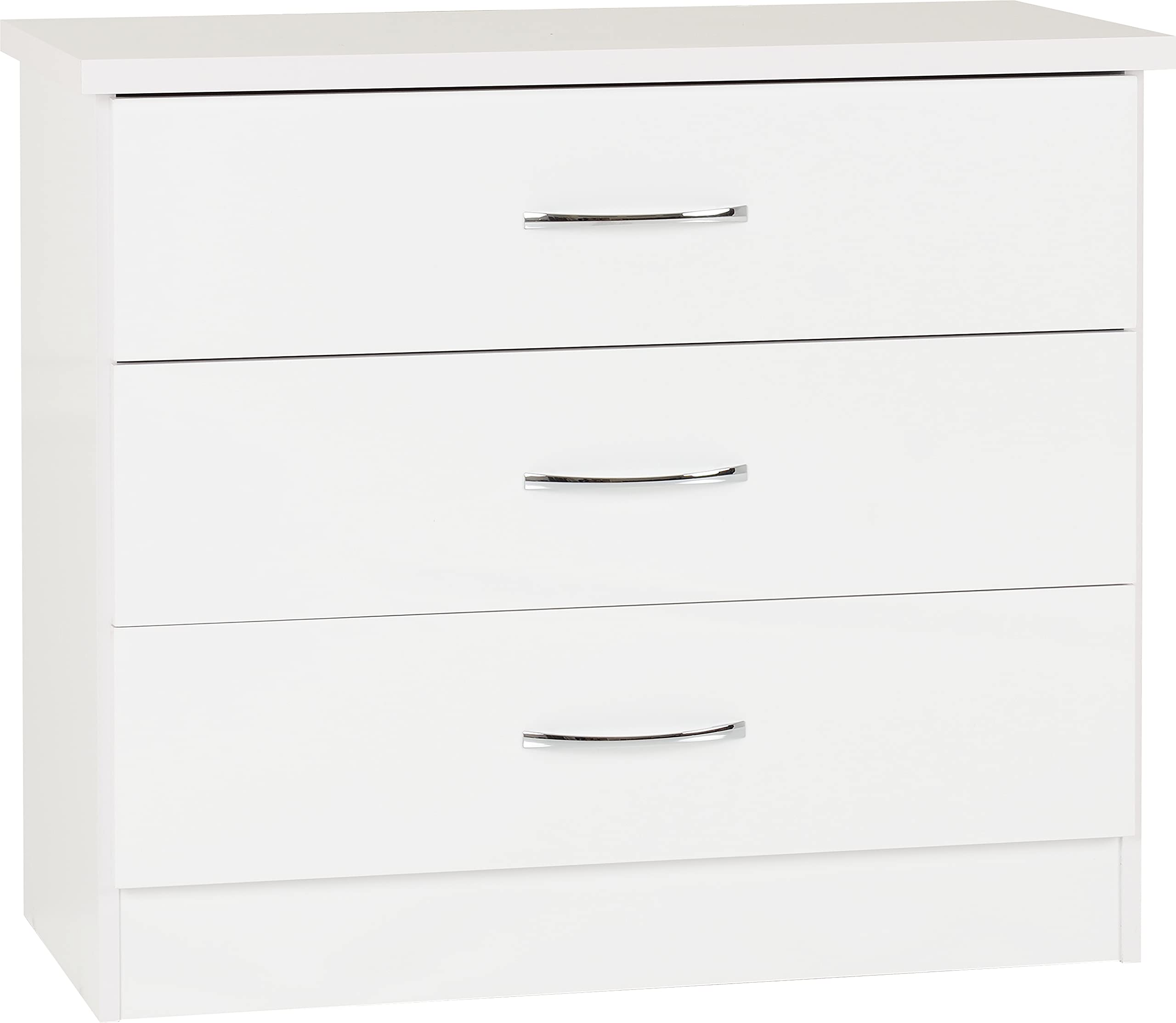Seconique Nevada 3 Drawer Chest – White High Gloss Bedroom Dresser
