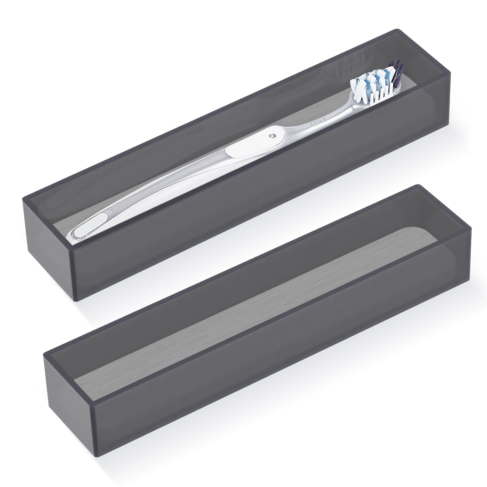 Linkidea Acrylic Toothbrush Holder with Diatomite Drying Stone - 2 Pack