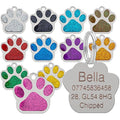 LARRYROO Personalized Glitter Paw Pet ID Tag | Engraved Stainless Steel
