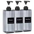 Segus Hand Wash Dispenser, 3 Pieces 800ml Grey Soap Dispenser, Refillable Shampoo Bottles with Pump, Bathroom Bottles with Labels, for Hotel, School - image 1