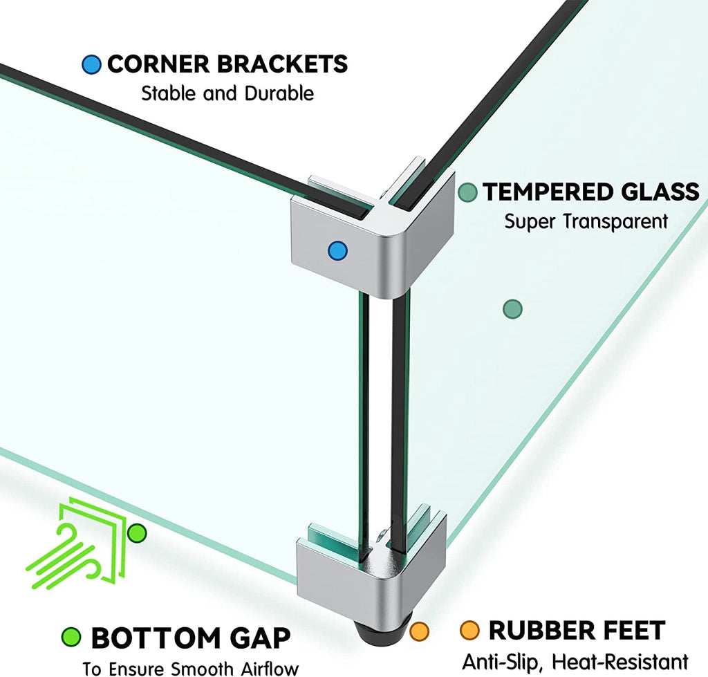 MESIDA 14x14x6 Fire Pit Glass Wind Guard | Tempered Glass Flame Shield