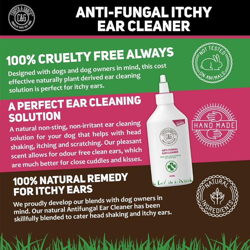 Cooper and Gracie Dog Ear Cleaner - Organic Yeast & Mite Relief - 250ml