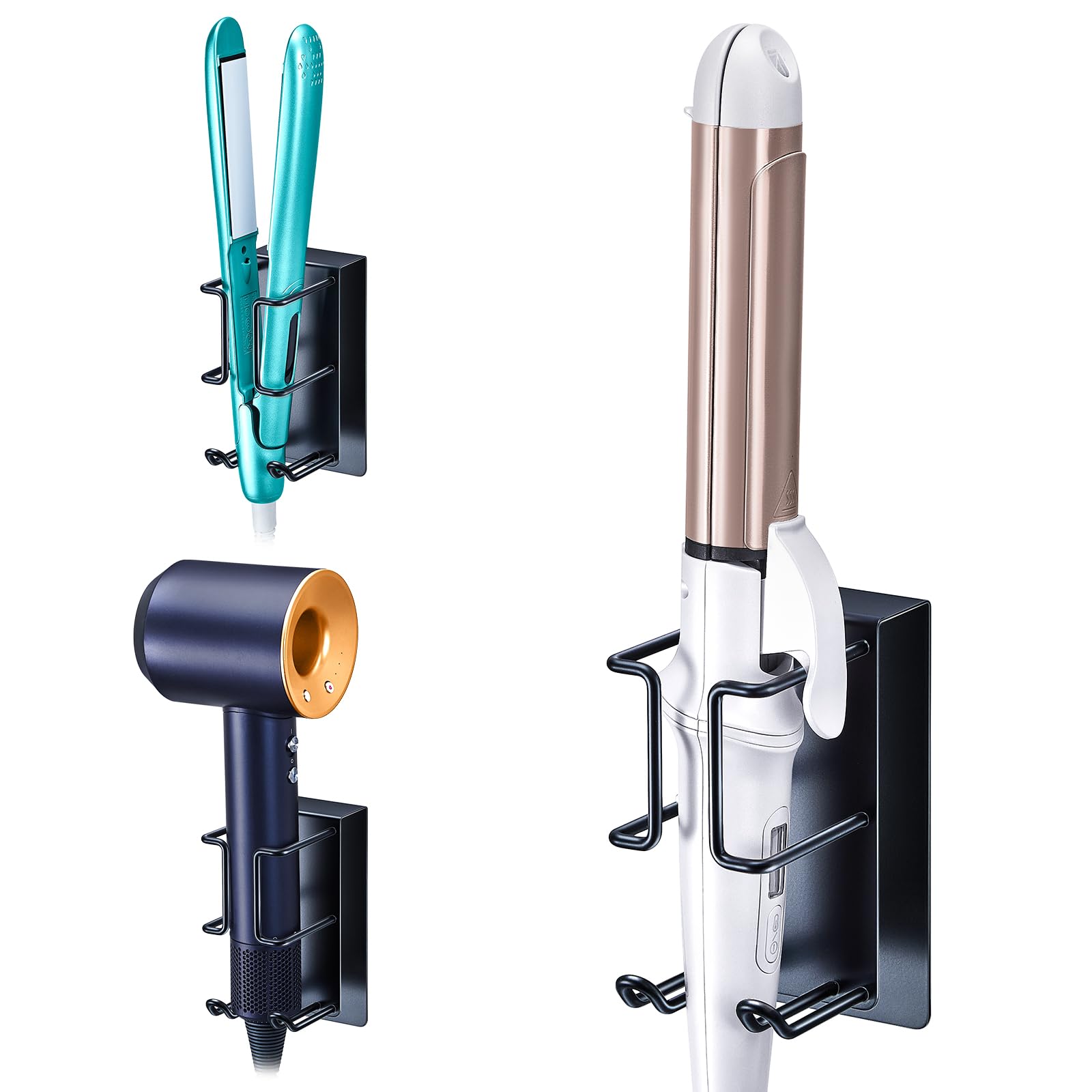 YYBO Hair Straightener Holder | Wall Mount Adhesive Hair Tool Organizer